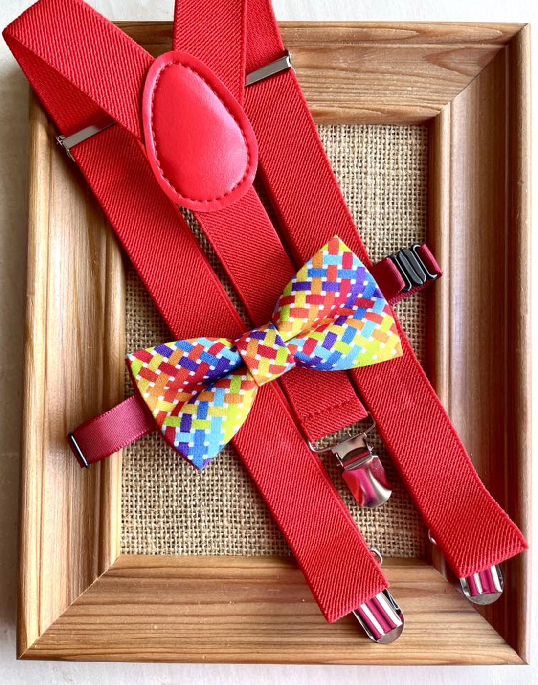 Set pentru copii, papion cucrubeu si bretele rosii - îmbrăcăminte și modă - haine bărbați - cravată, papion - Artynos.ro