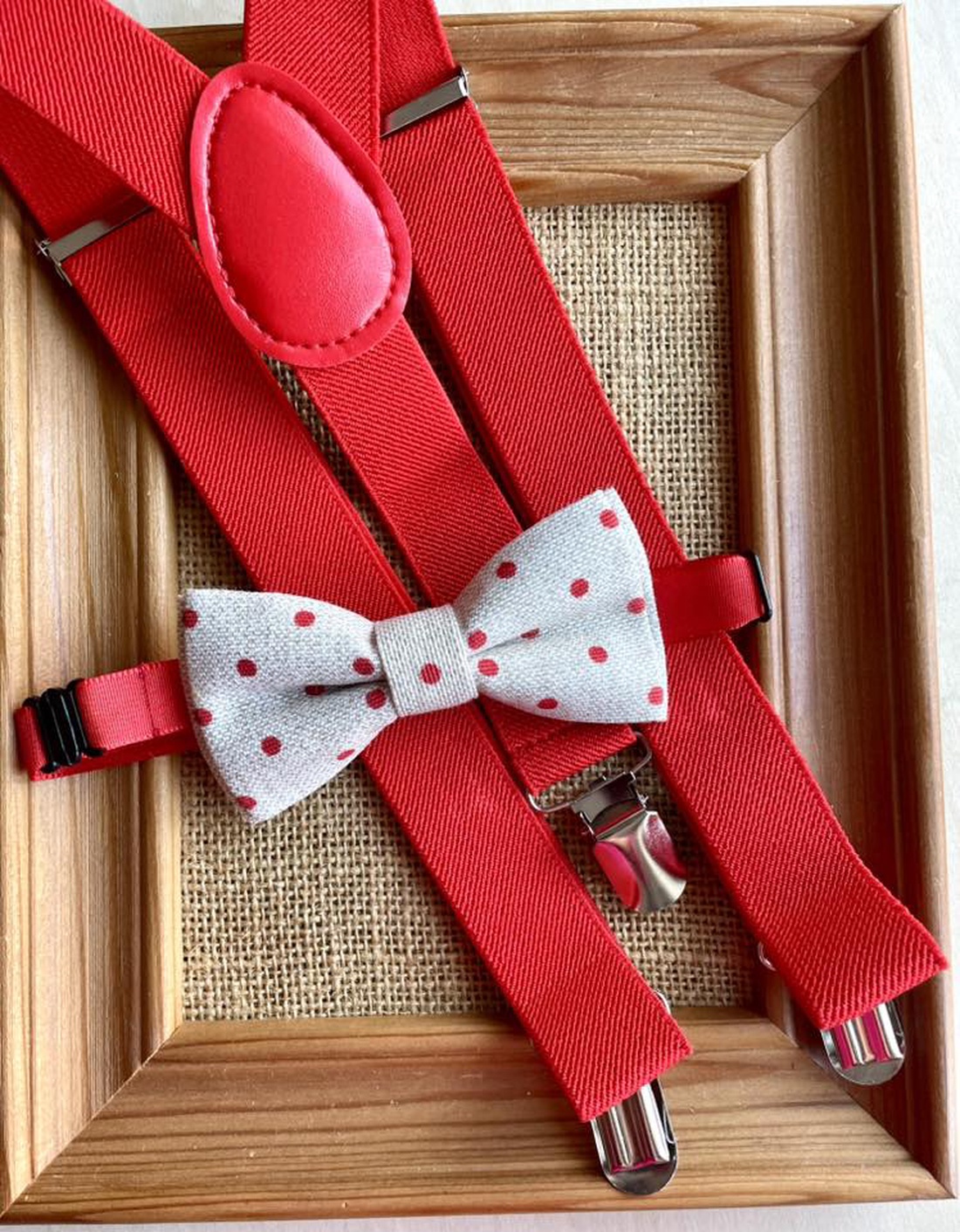 Set pentru copii, papion cu buline si bretele rosii - îmbrăcăminte și modă - haine bărbați - cravată, papion - Artynos.ro