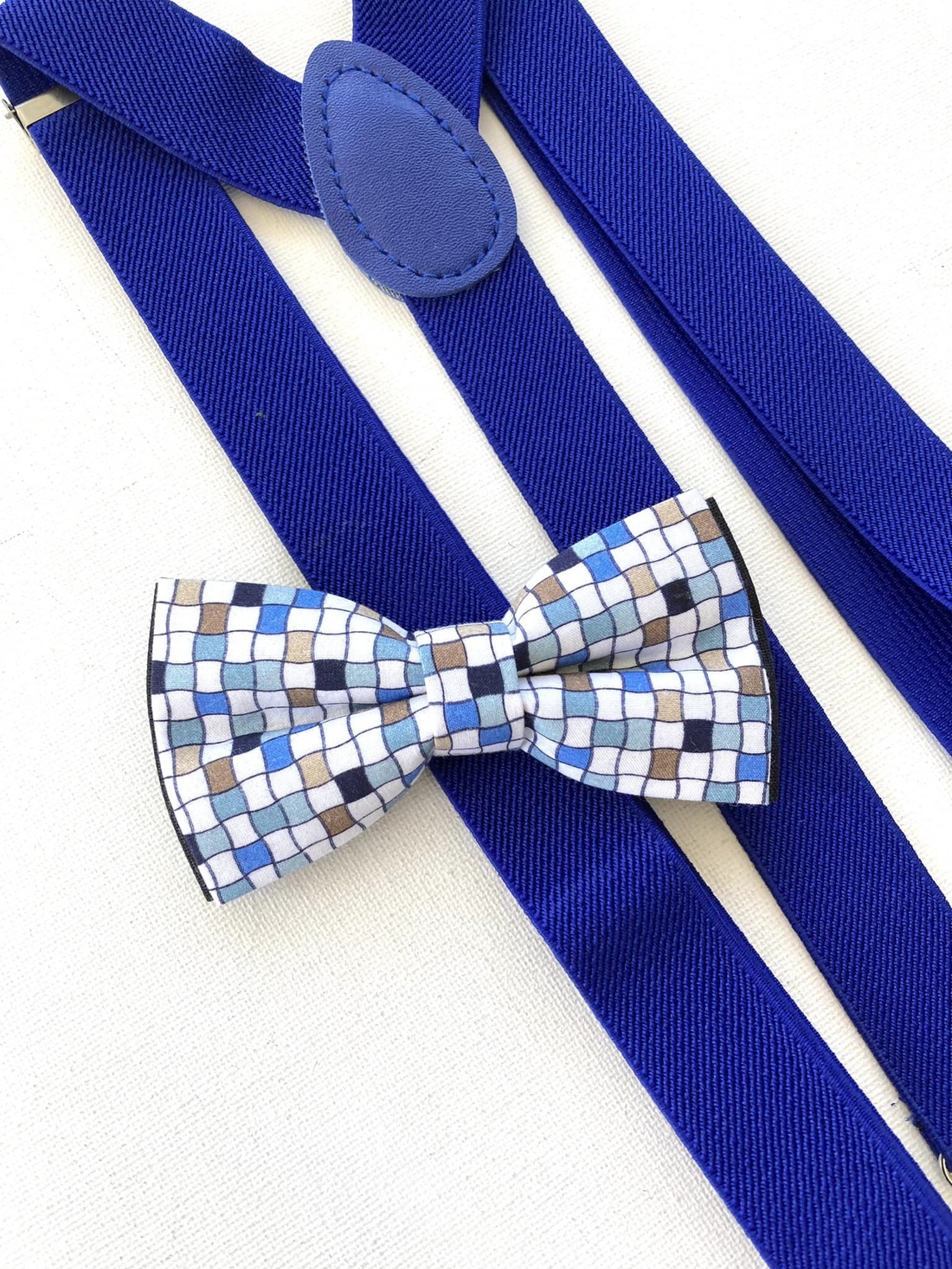 Set pentru copii, papion si bretele albastre - îmbrăcăminte și modă - haine bărbați - cravată, papion - Artynos.ro