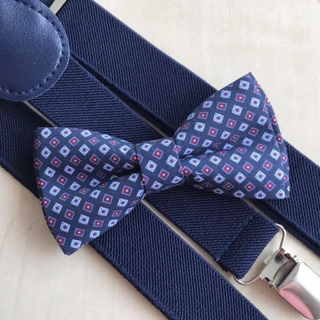 Set pentru copii, papion si bretele bleumarin - îmbrăcăminte și modă - haine bărbați - cravată, papion - Artynos.ro