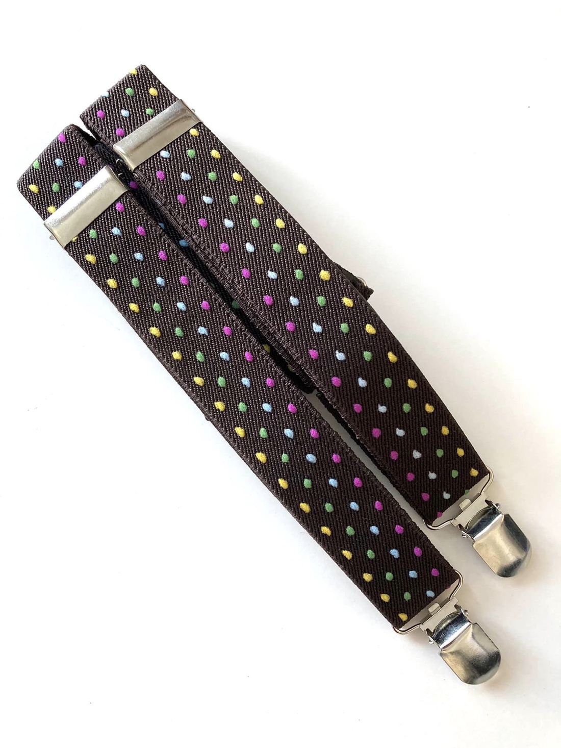 Bretele pentru copii, maro cu buline colorate - îmbrăcăminte și modă - haine bărbați - cravată, papion - Artynos.ro