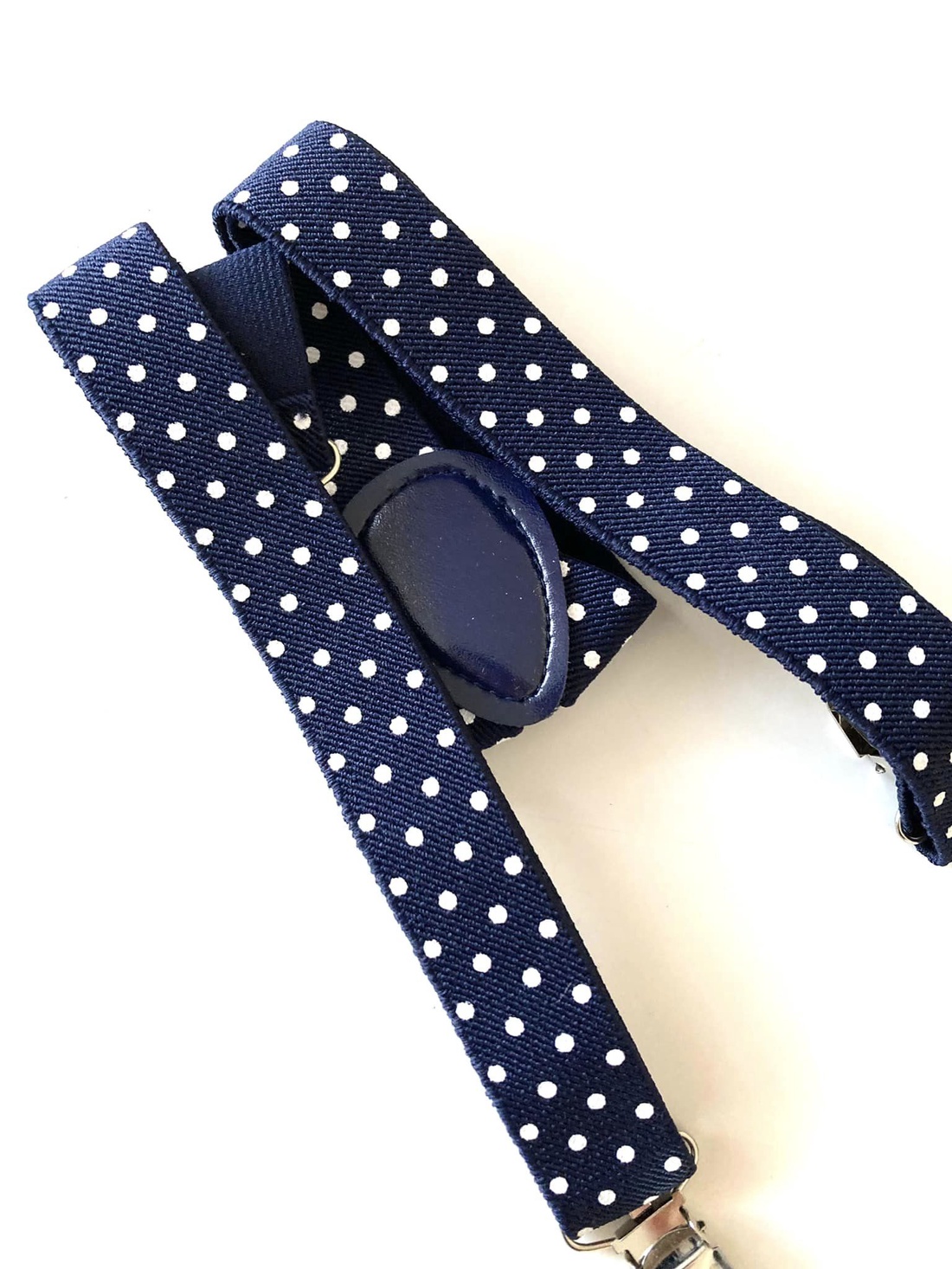 Bretele pentru copii, bleumarin cu buline albe - îmbrăcăminte și modă - haine bărbați - cravată, papion - Artynos.ro