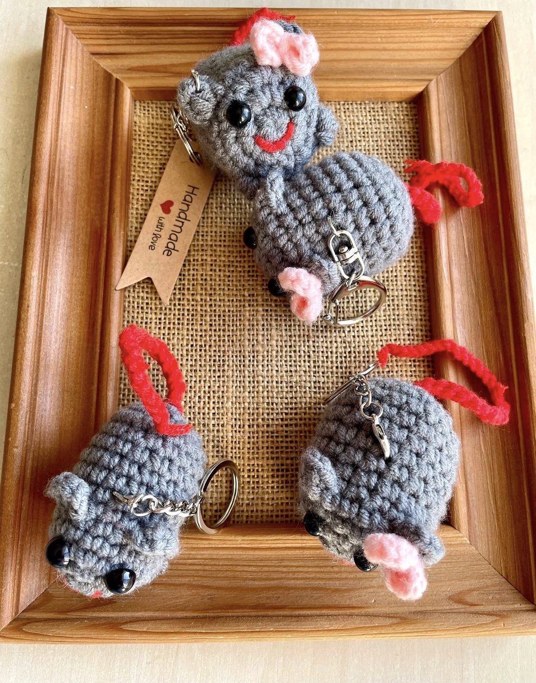 Hamsteri crosetati...breloc - genți și portofele - accesorii genți - breloc - Artynos.ro