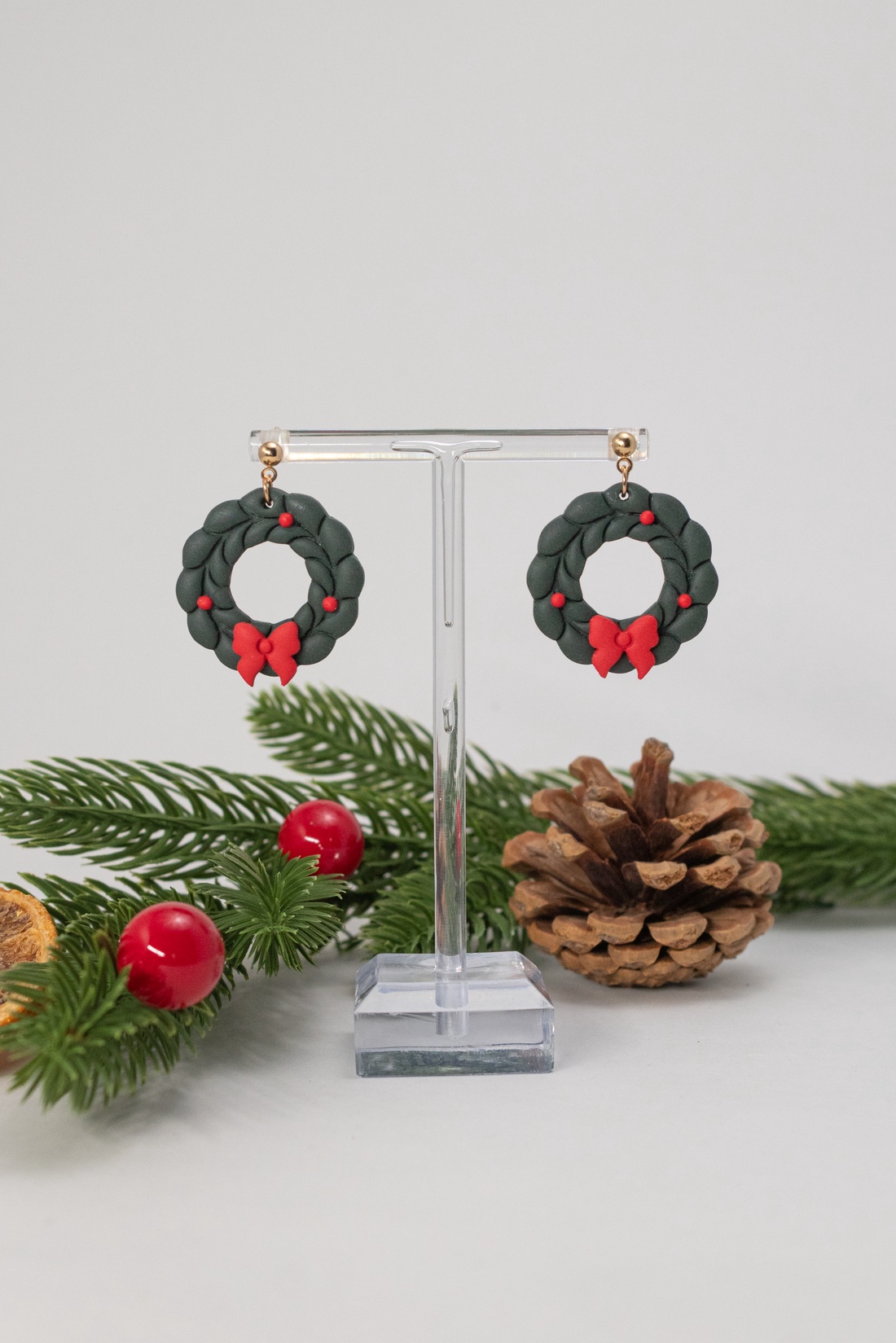 Cercei coronita de Craciun - Christmas Wreath I - bijuterii - cercei - cercei lungi - Artynos.ro