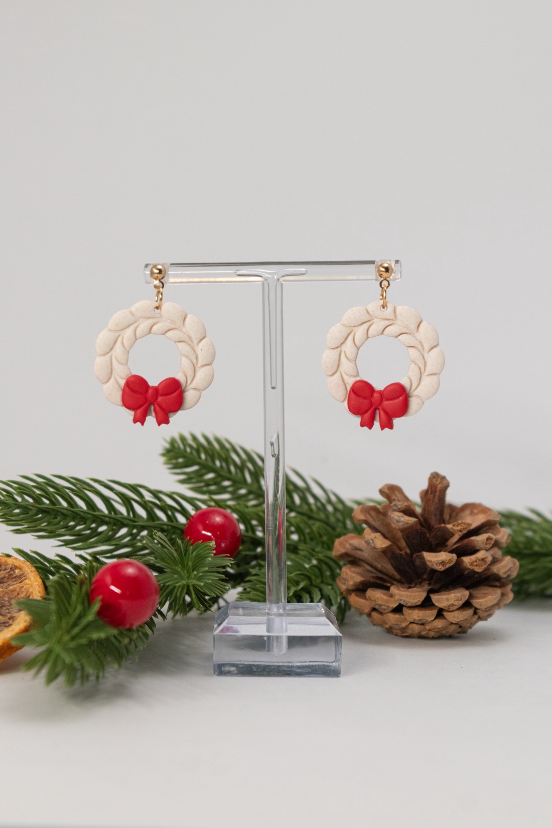 Cercei coronita de Craciun - Christmas Wreath II - bijuterii - cercei - cercei lungi - Artynos.ro