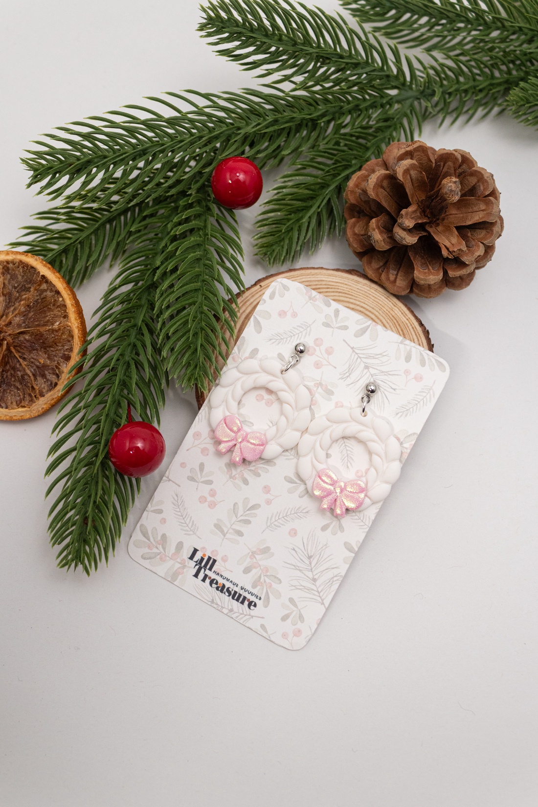 Cercei coronita de Craciun - Christmas Wreath IV - bijuterii - cercei - cercei lungi - Artynos.ro