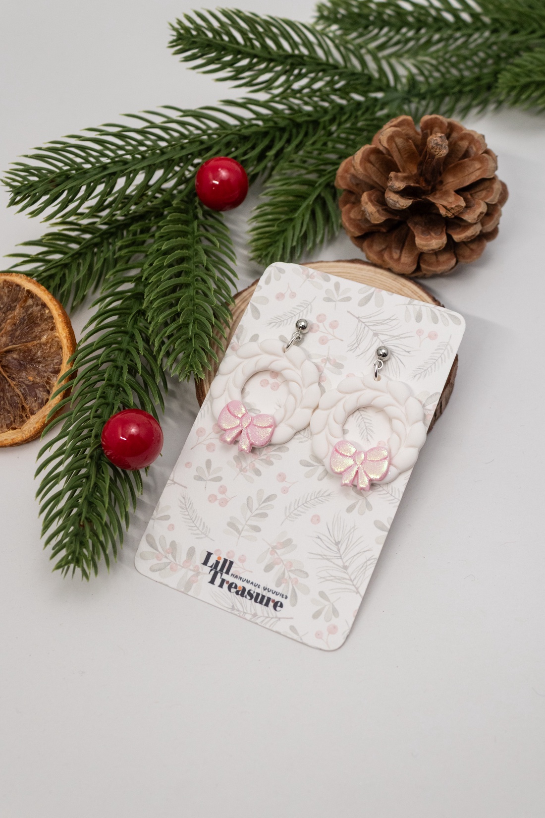 Cercei coronita de Craciun - Christmas Wreath IV - bijuterii - cercei - cercei lungi - Artynos.ro