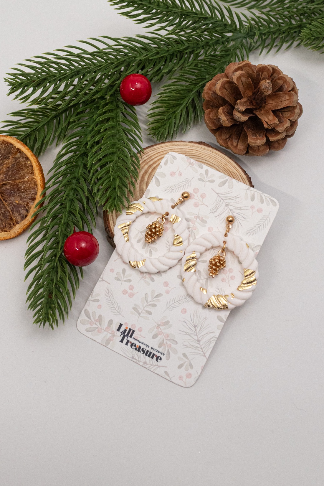 Cercei coronita de Craciun - Christmas Wreath V - bijuterii - cercei - cercei lungi - Artynos.ro