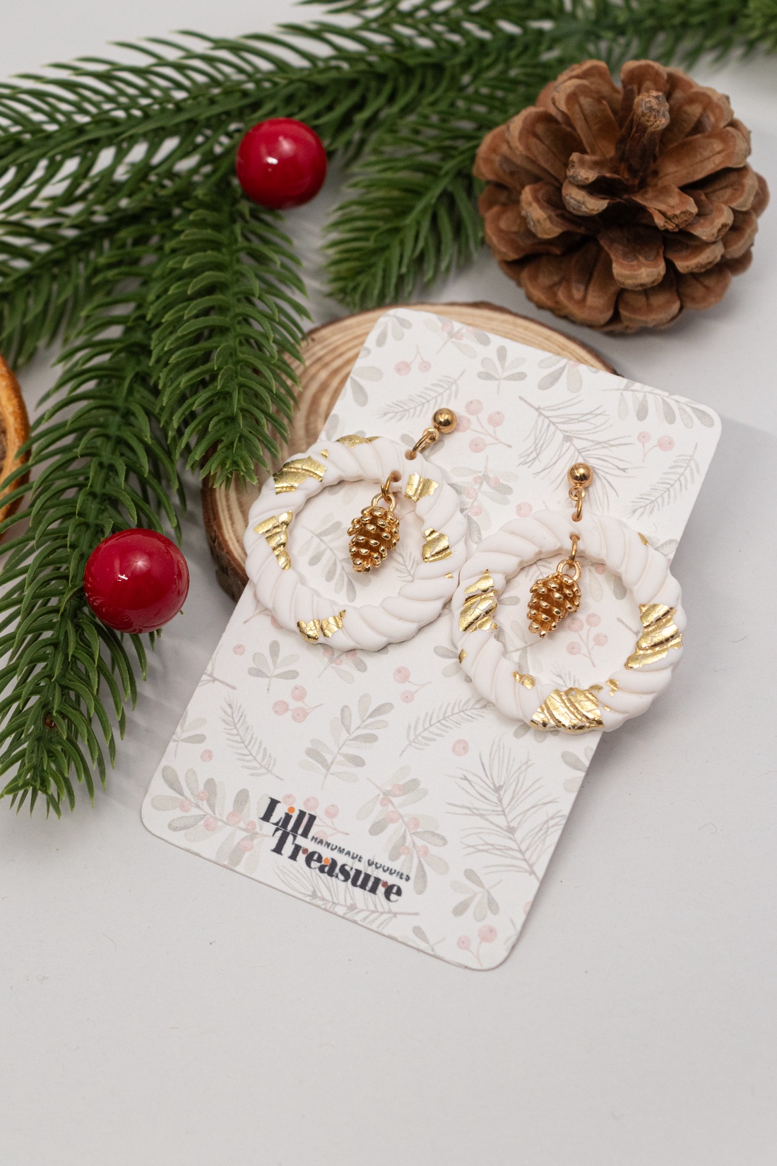 Cercei coronita de Craciun - Christmas Wreath V - bijuterii - cercei - cercei lungi - Artynos.ro