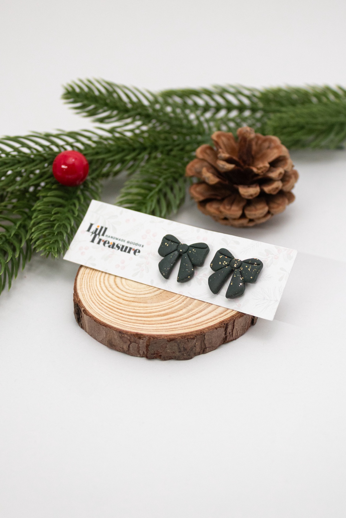 Cercei tip tinta fundita - Christmas Bow I - bijuterii - cercei - cercei cu figurine - Artynos.ro