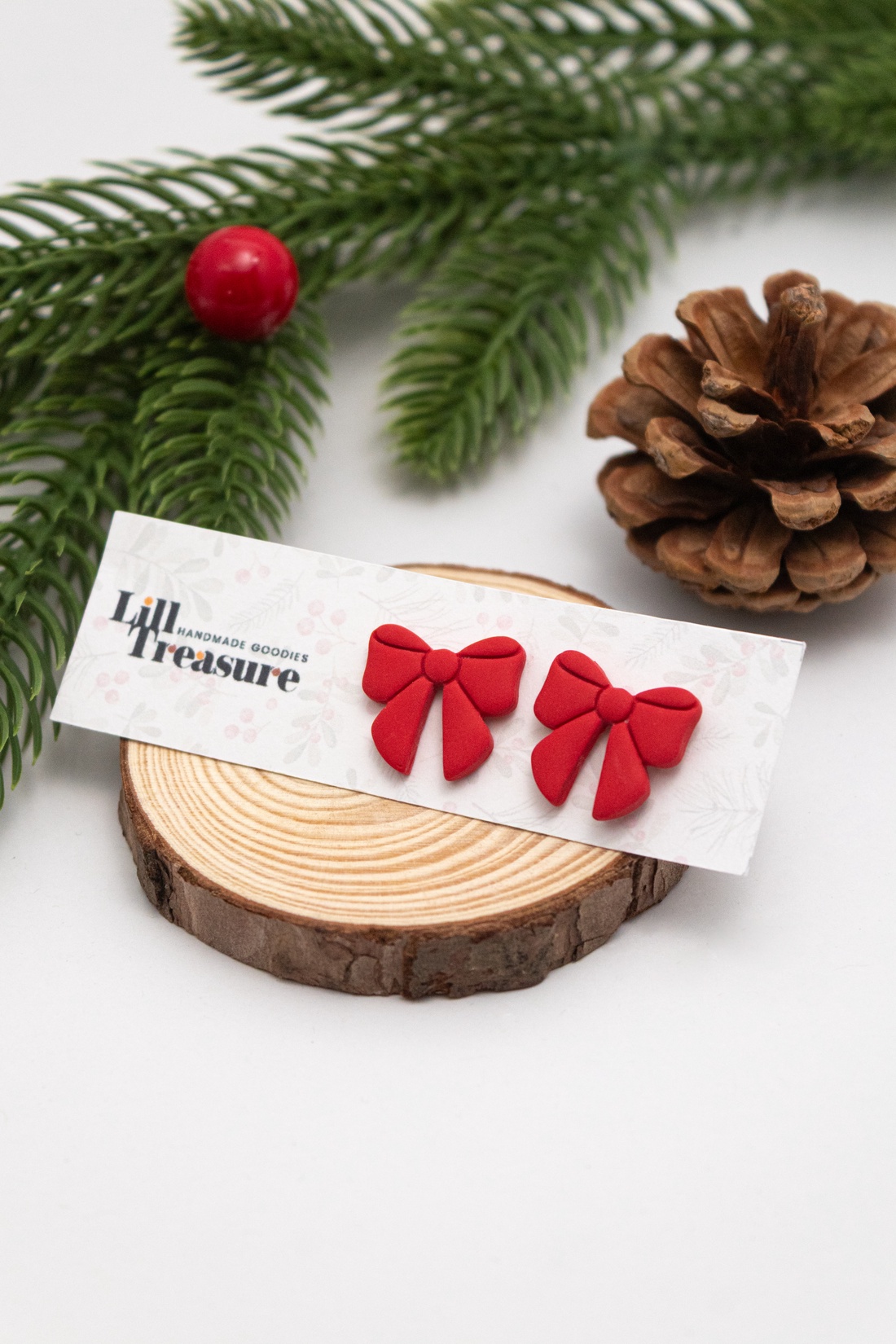 Cercei tip tinta fundita - Christmas Bow II - bijuterii - cercei - cercei cu figurine - Artynos.ro