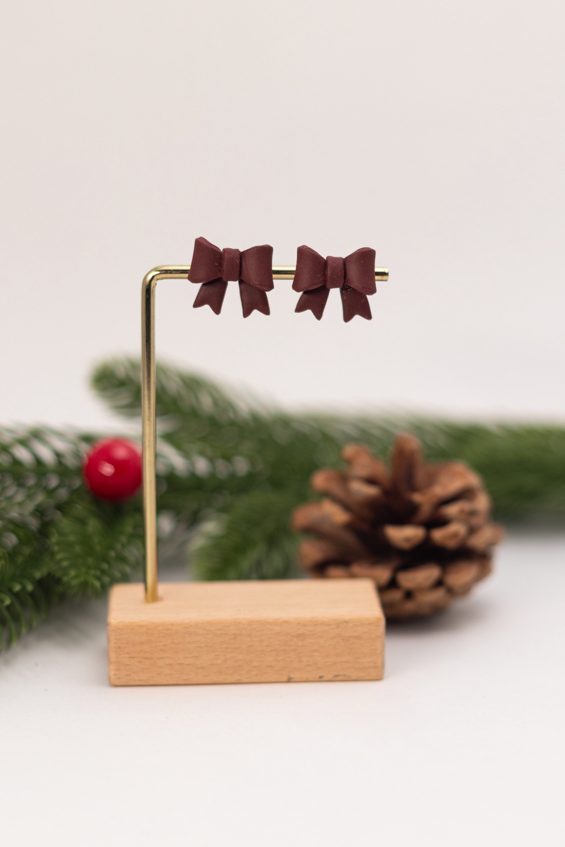 Cercei tip tinta fundita - Christmas Bow V - bijuterii - cercei - cercei cu figurine - Artynos.ro