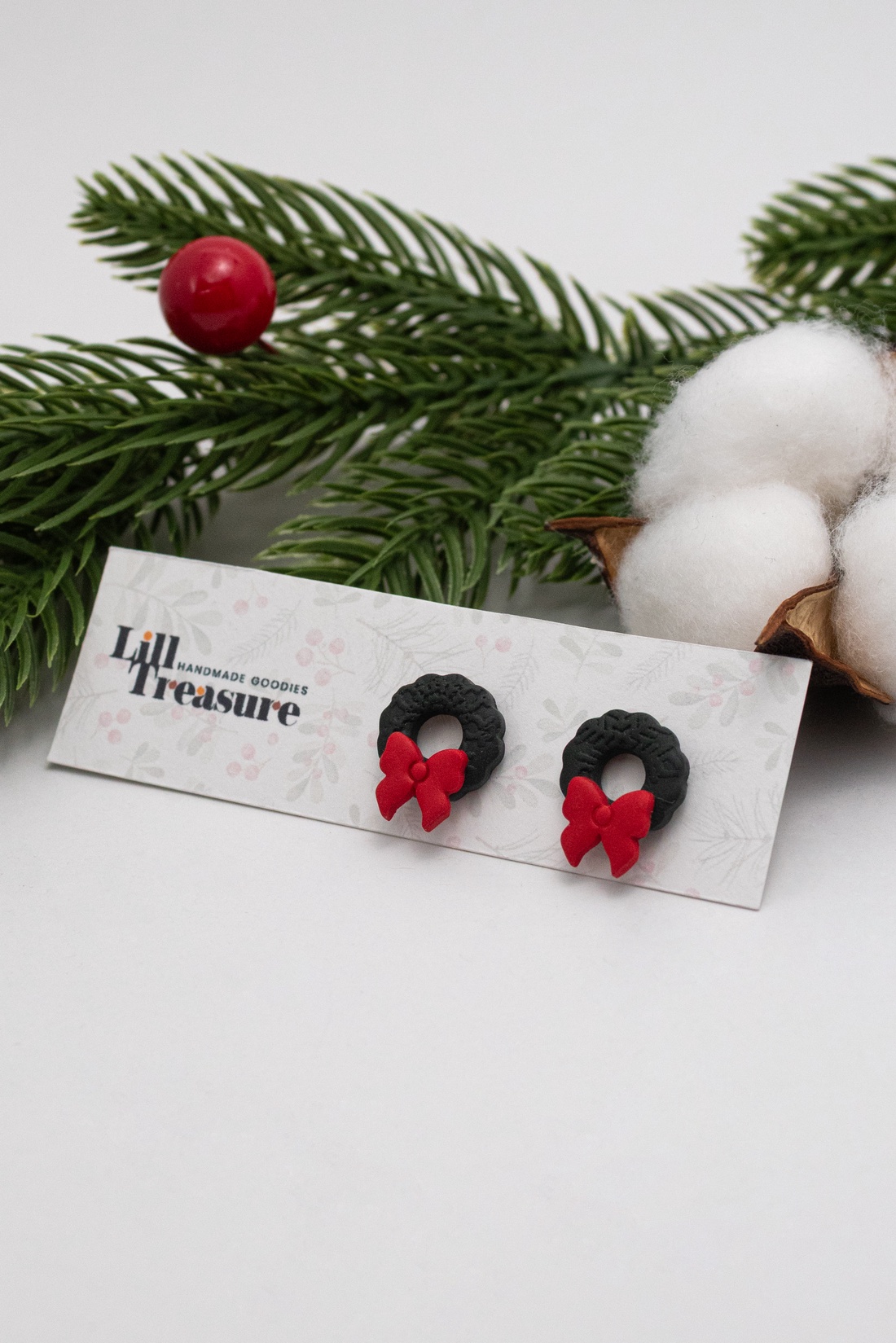 Cercei coronita de Craciun - Small Christmas Wreath - bijuterii - cercei - cercei cu figurine - Artynos.ro