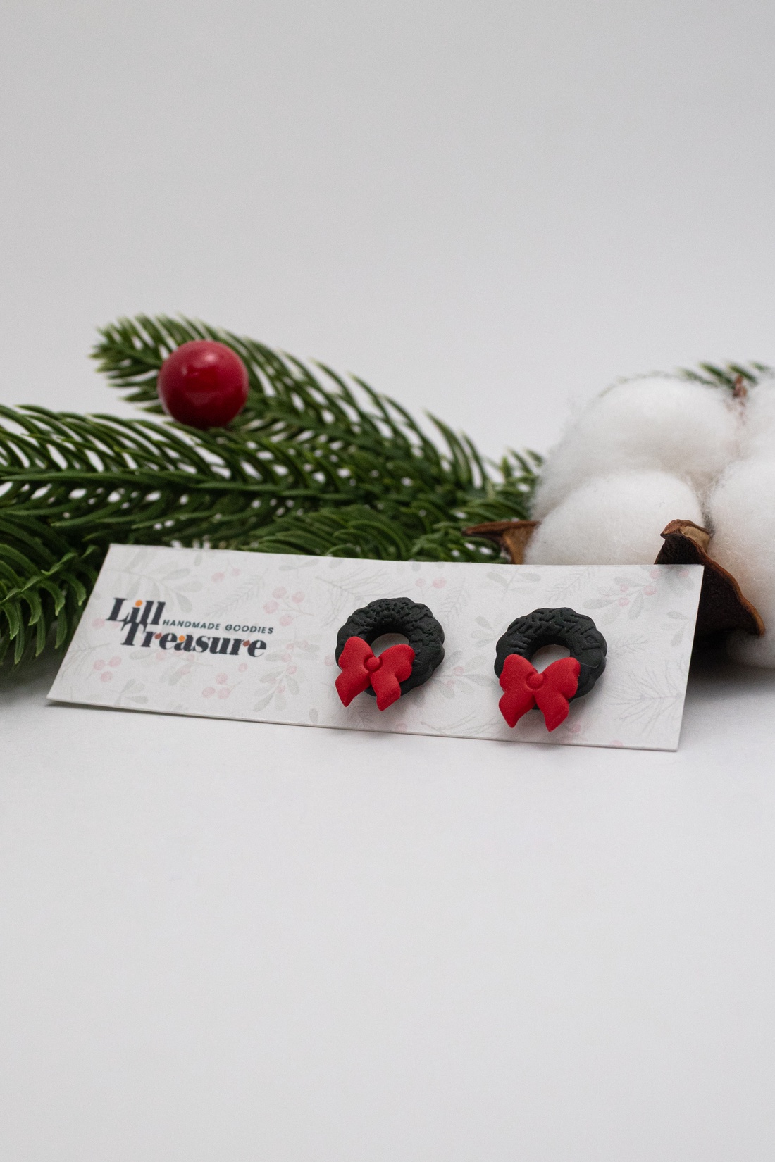 Cercei coronita de Craciun - Small Christmas Wreath - bijuterii - cercei - cercei cu figurine - Artynos.ro