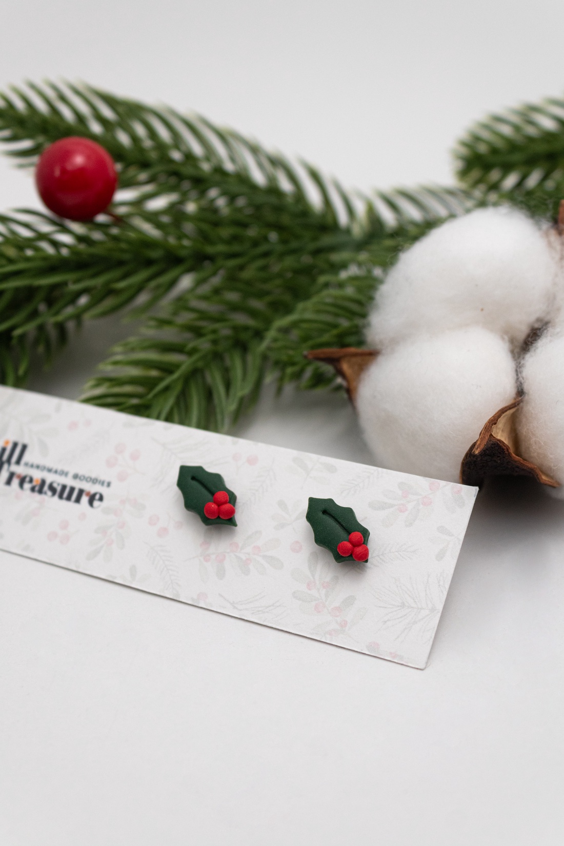 Cercei frunza de ienupar - Holly - bijuterii - cercei - cercei cu figurine - Artynos.ro