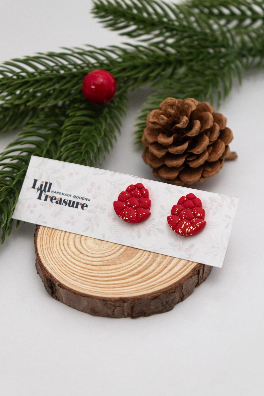 Cercei con de pin de Craciun - Pinecone - bijuterii - cercei - cercei cu figurine - Artynos.ro