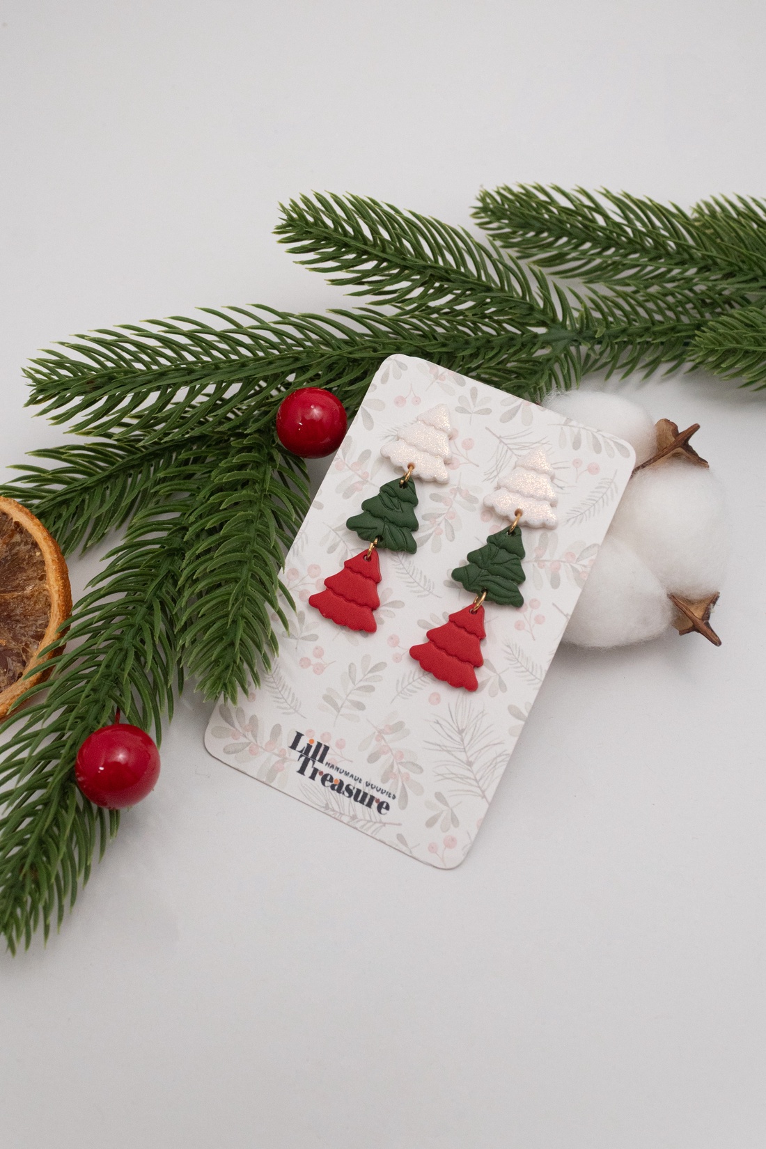 Cercei de Craciun cu braduleti - bijuterii - cercei - cercei lungi - Artynos.ro