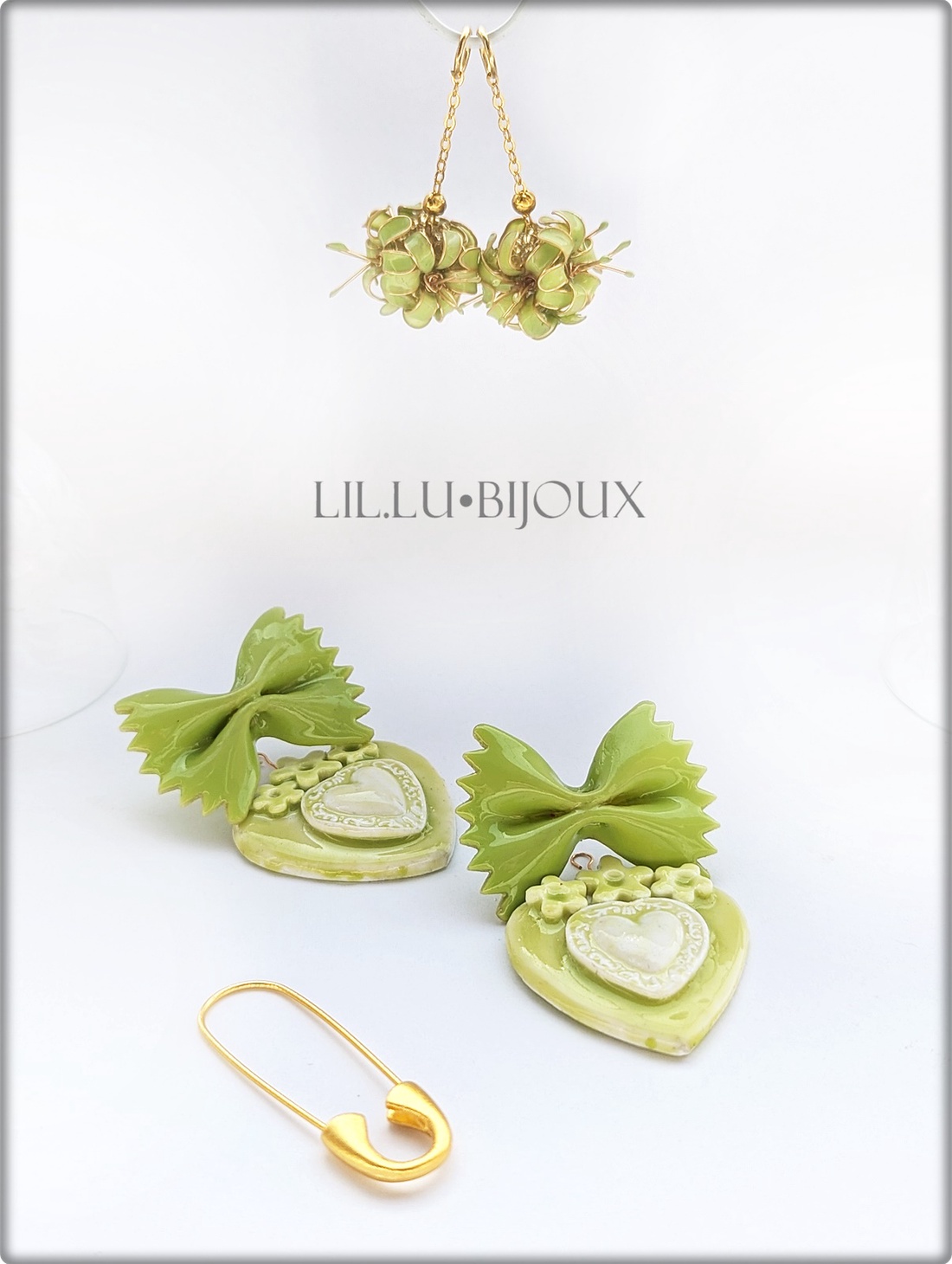 Cercei 3 in1, Handmade Farfalle Pasta Pop Bijuterii Unicat LIL.LU.BIJOUX - bijuterii - cercei - cercei din rășină - Artynos.ro