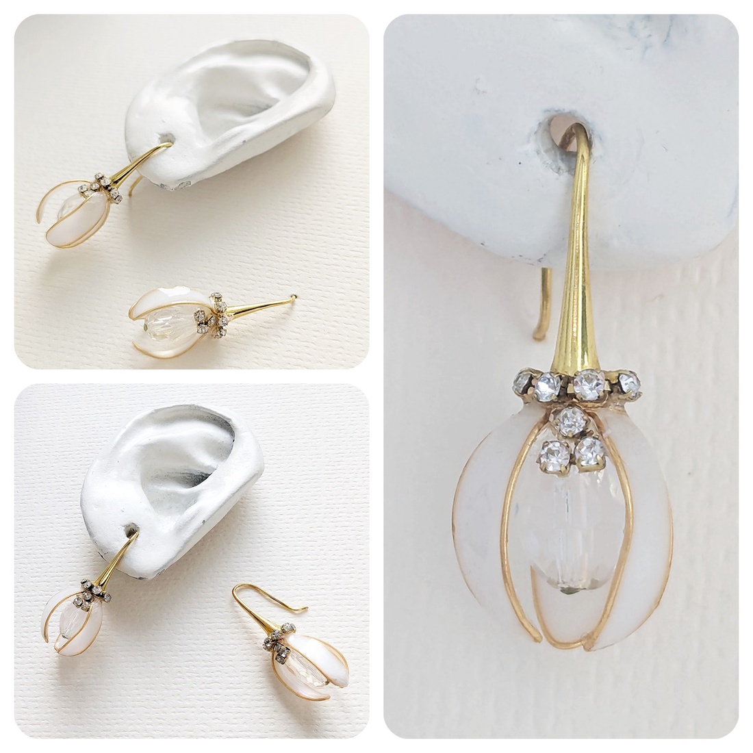 Cercei ghiocei stilizați din sârmă aurie bijuterii handmade delicate, inspirație florală - bijuterii - cercei - cercei din rășină - Artynos.ro