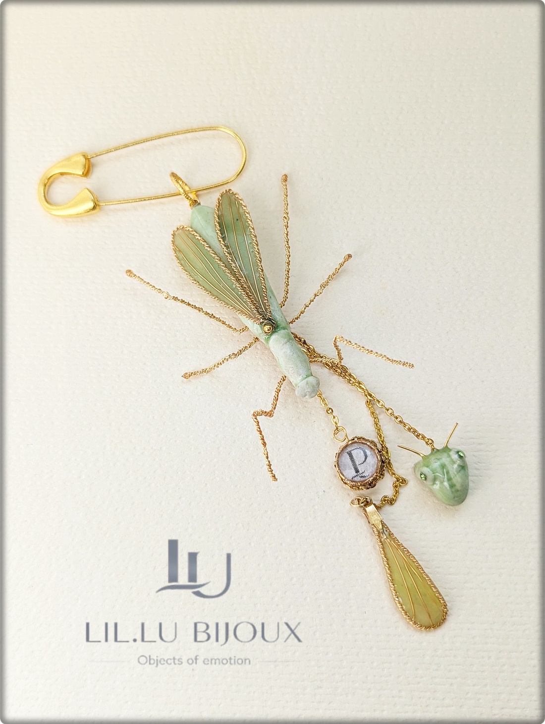 Broșa Mantis cu elemente detașabile  - accessorii și unelte - broșă, cerc, încuietoare - Artynos.ro