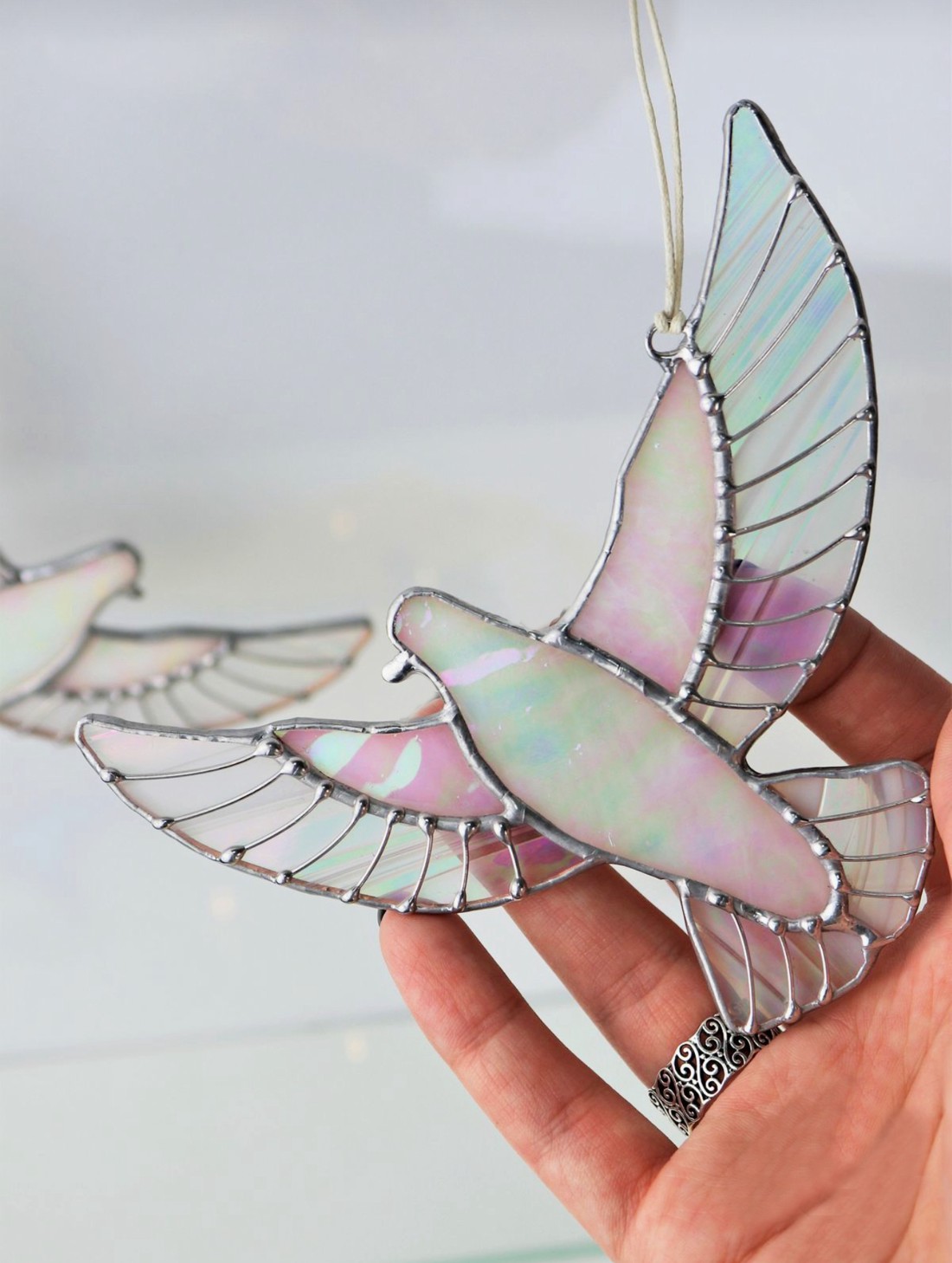 Pereche de porumbei sălbatici - crăciun - decorațiuni de crăciun de casă - figurine pentru pomul de crăciun - Artynos.ro