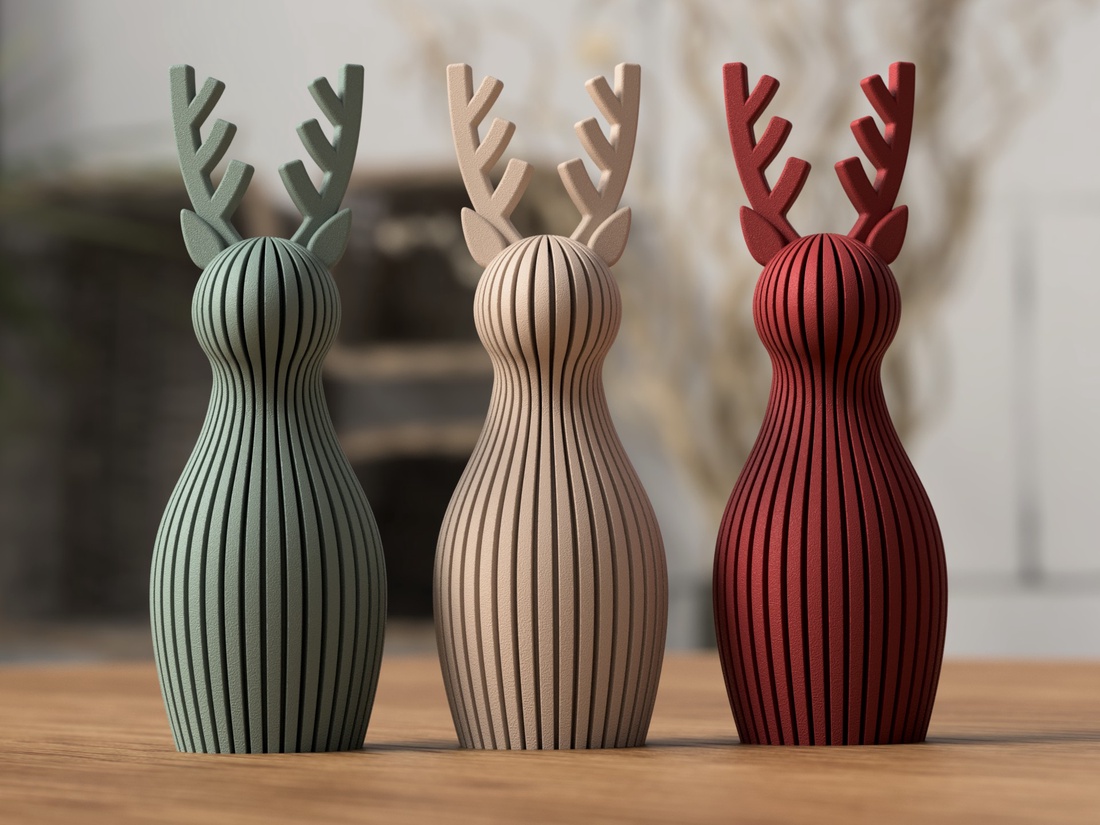 Ren 3D cu coarne lungi - 3D rénszarvas hosszú agancsos - crăciun - decorațiuni de crăciun de casă - decor pentru masă de crăciun - Artynos.ro