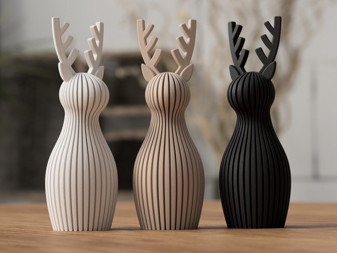 Ren 3D cu coarne lungi - 3D rénszarvas hosszú agancsos - crăciun - decorațiuni de crăciun de casă - decor pentru masă de crăciun - Artynos.ro