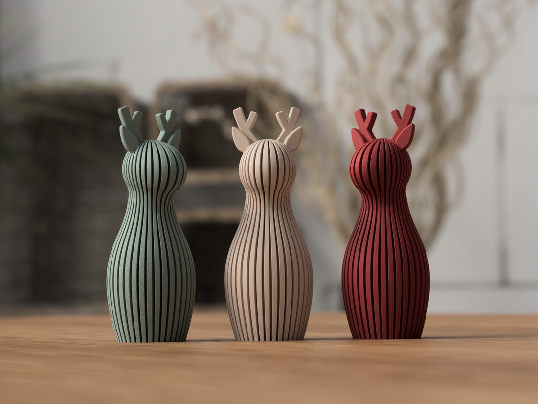 Ren 3D cu coarne scurte. - 3D rénszarvas rövid agancsos - crăciun - decorațiuni de crăciun de casă - decor pentru masă de crăciun - Artynos.ro