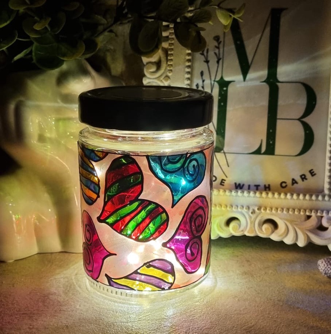 Borcan Inimioare colorate - casă & stil de viață - lumânări, parfumuri, arome - lumânare - lumânări artizanale - Artynos.ro
