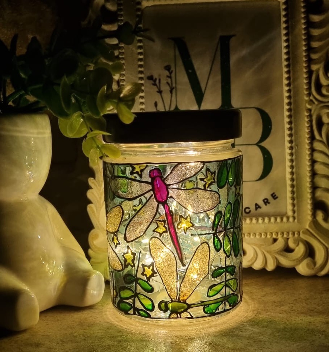 Borcan Libelule - accesorii nuntă - materiale decor pentru nuntă - lumânări de nuntă și suport lumânări - Artynos.ro