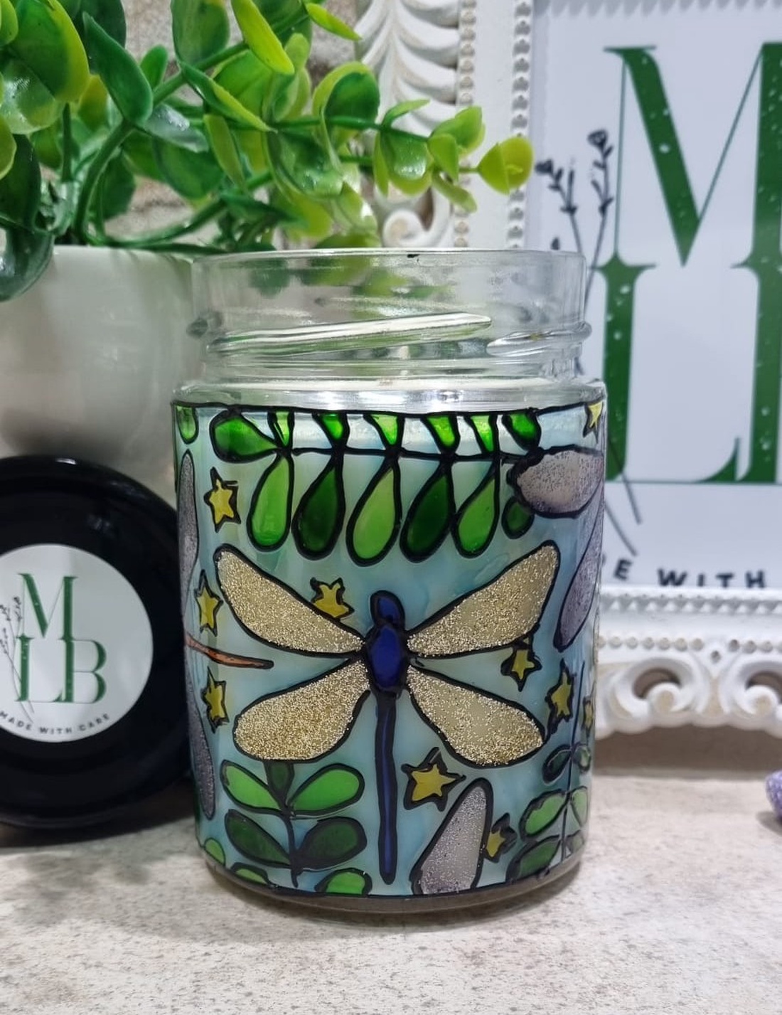 Borcan Libelule - accesorii nuntă - materiale decor pentru nuntă - lumânări de nuntă și suport lumânări - Artynos.ro