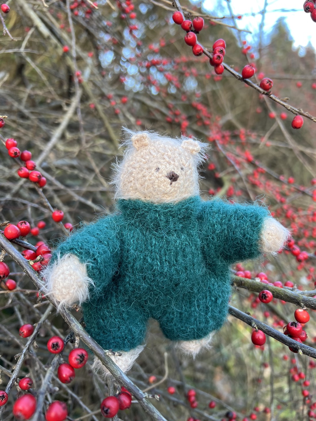 Misa Bear - Pisică tricotată manual din mătase de alpaca și bumbac, jucărie moale pentru copii 13 cm -  - Artynos.ro