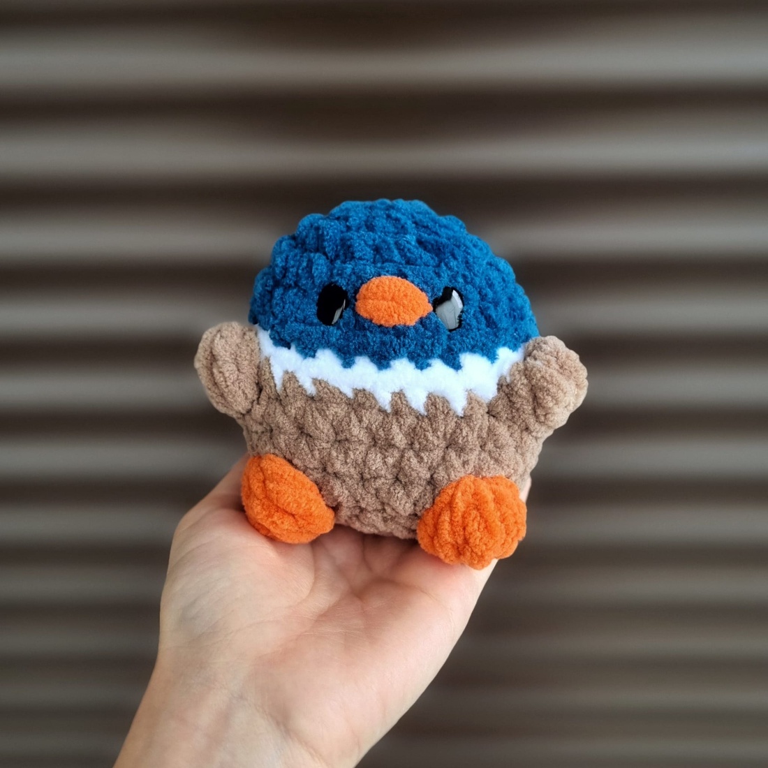 Jucărie rață sălbatică croșetată manual din fir moalejucărie handmade - jucării și echipamente pentru copii - plușuri - păpușă croșetată, păpușă de pluș - Artynos.ro