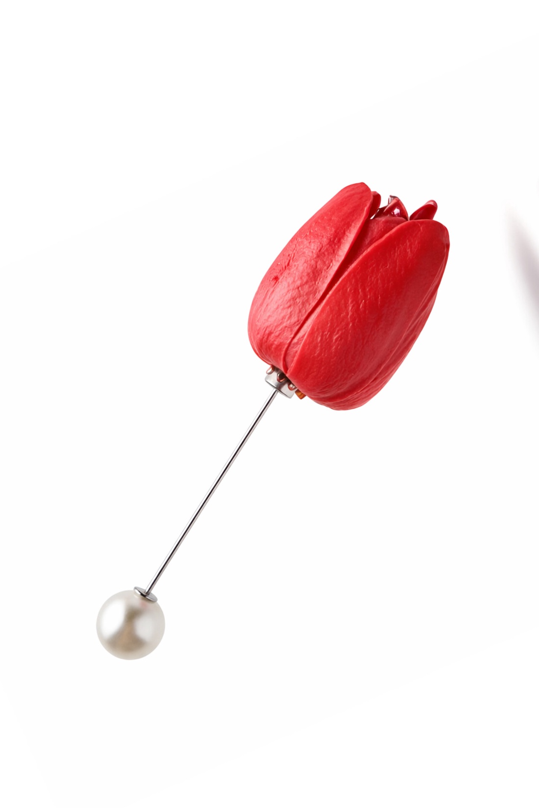 Broșă Handmade Lalea cu Perlă � Pin de Rever Feminin LOVELY 4 U - bijuterii - broșe - Artynos.ro