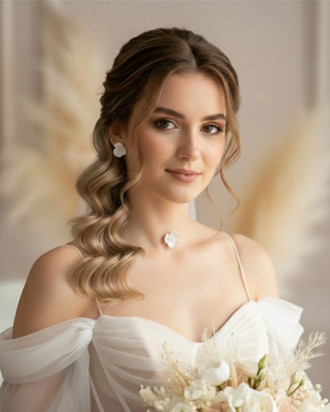 Set bijuterii handmade pentru mirese NORA - accesorii nuntă - bijuterii mireasă - cercei mireasă - Artynos.ro