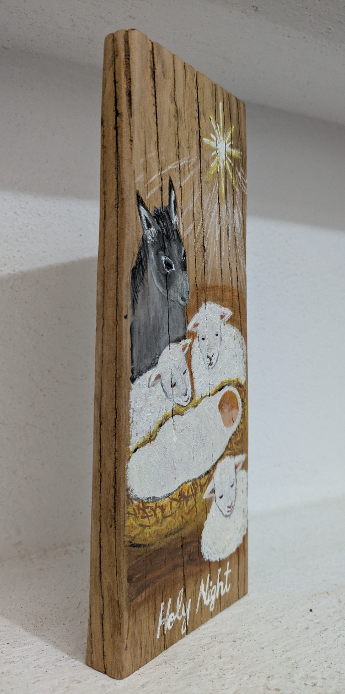 Holy Night. Pictura pe lemn - crăciun - cadouri de moș crăciun - cadouri de moș crăciun - Artynos.ro