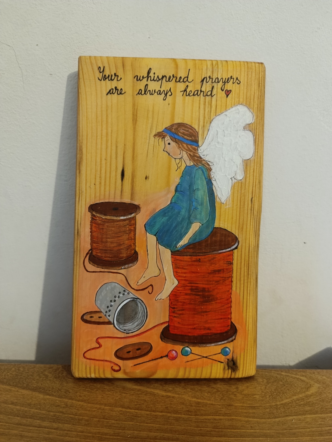 Ingeras. Pictura pe lemn. - arte vizuale și accesorii  - picturi - pictură acrilică - Artynos.ro