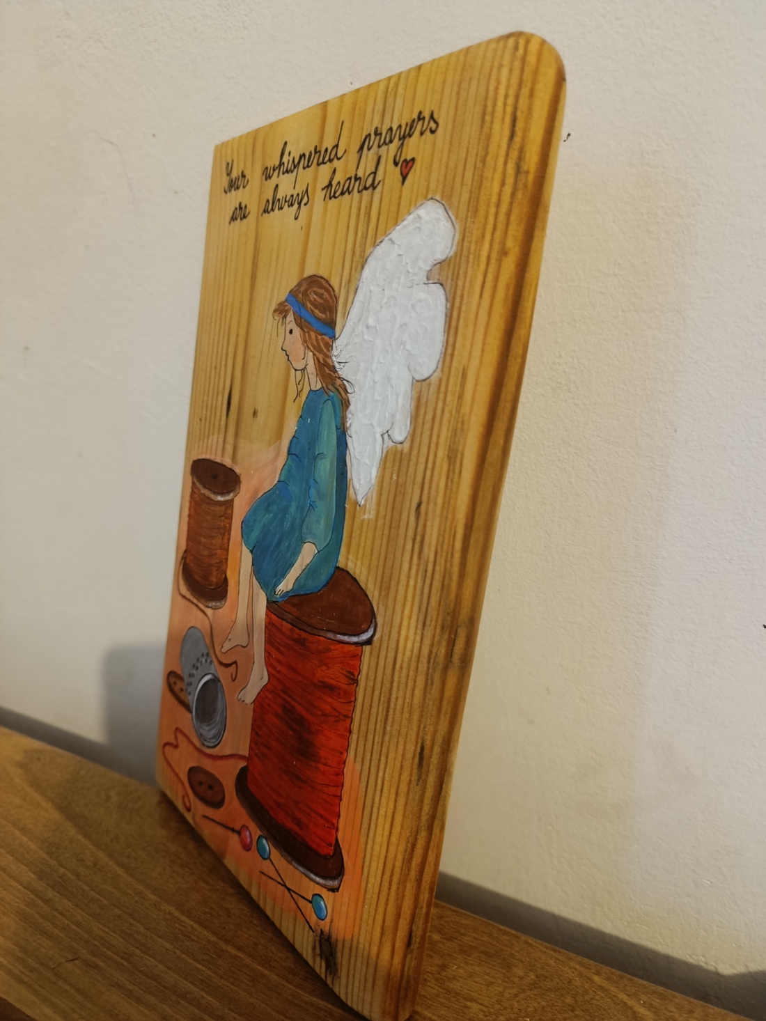 Ingeras. Pictura pe lemn. - arte vizuale și accesorii  - picturi - pictură acrilică - Artynos.ro