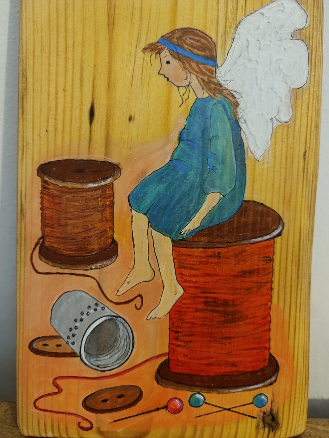 Ingeras. Pictura pe lemn. - arte vizuale și accesorii  - picturi - pictură acrilică - Artynos.ro