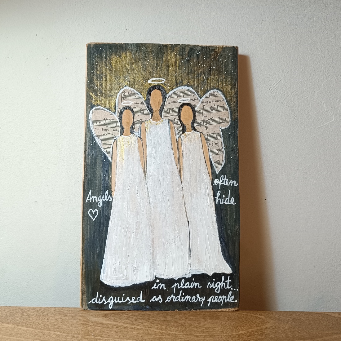 Ingeri.Pictura pe lemn - arte vizuale și accesorii  - picturi - pictură acrilică - Artynos.ro