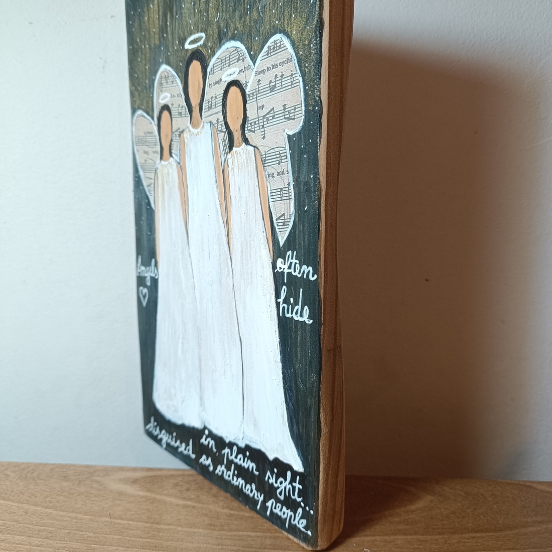 Ingeri.Pictura pe lemn - arte vizuale și accesorii  - picturi - pictură acrilică - Artynos.ro