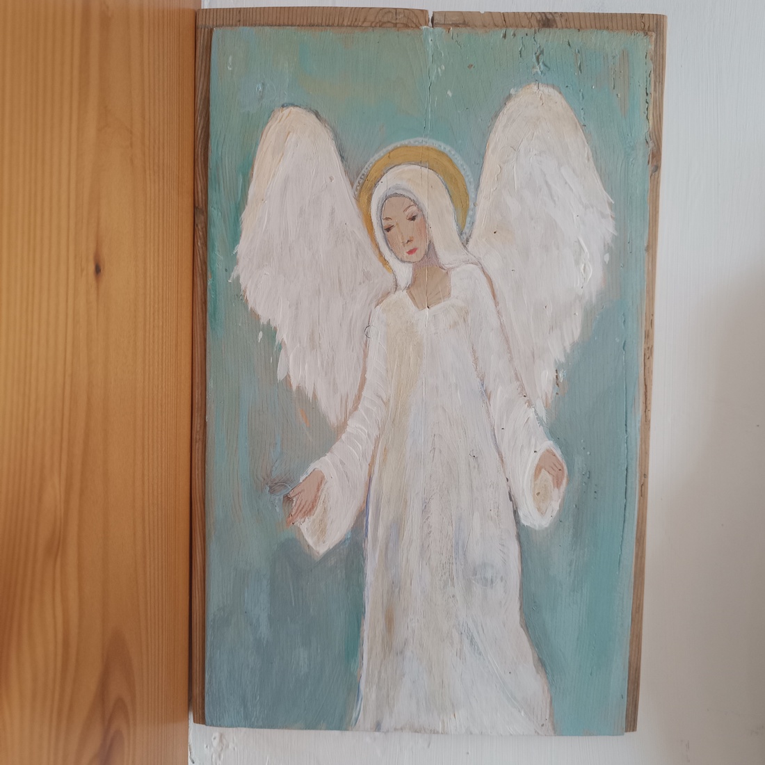 Inger păzitor. Pictura pe lemn. - casă & stil de viață - decorațiuni de casă - decor spiritual - coliere mala - Artynos.ro