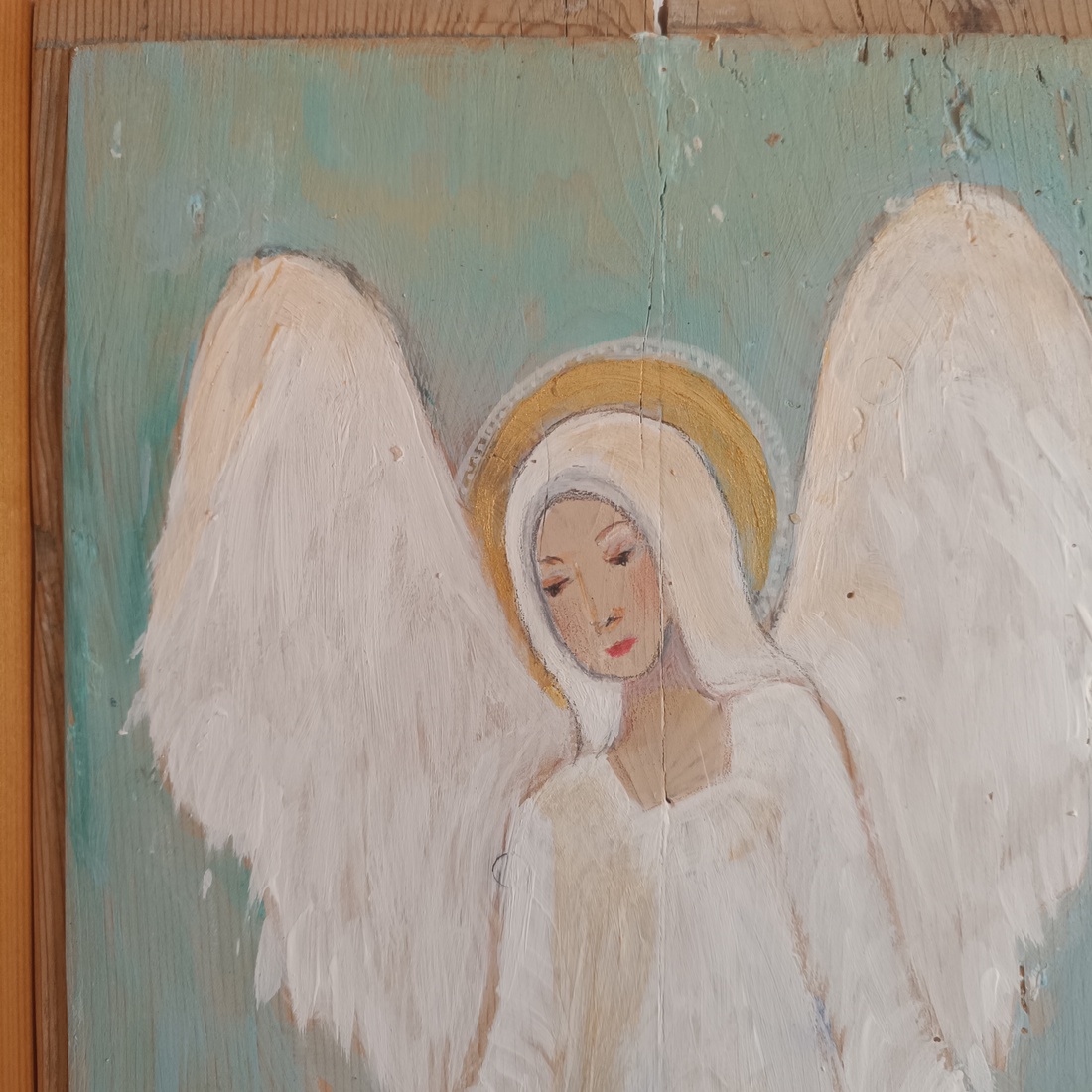 Inger păzitor. Pictura pe lemn. - casă & stil de viață - decorațiuni de casă - decor spiritual - coliere mala - Artynos.ro