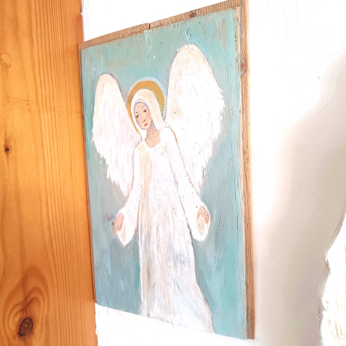 Inger păzitor. Pictura pe lemn. - casă & stil de viață - decorațiuni de casă - decor spiritual - coliere mala - Artynos.ro