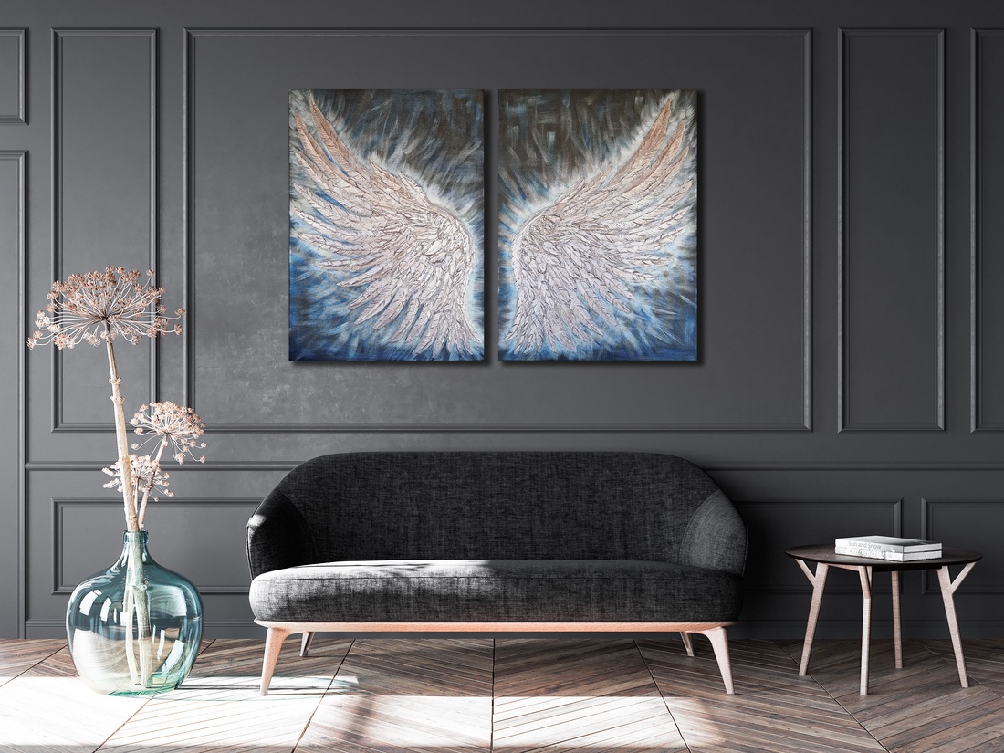 Aripi de inger - arte vizuale și accesorii  - picturi - pictură acrilică - Artynos.ro