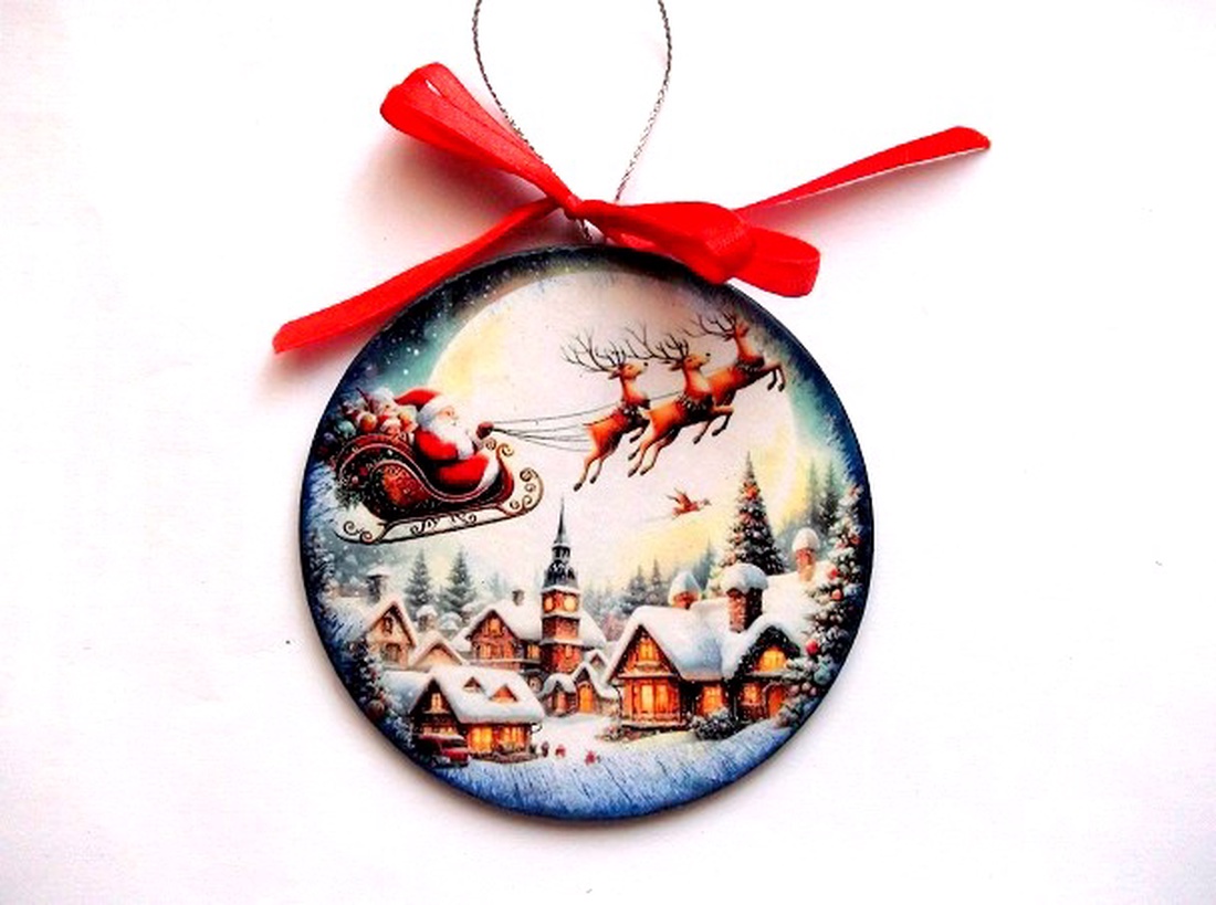 glob pe lemn de craciun 47581 - accesorii de crăciun - decorațiuni de crăciun de casă - decorațiuni pentru pomul de crăciun - Artynos.ro