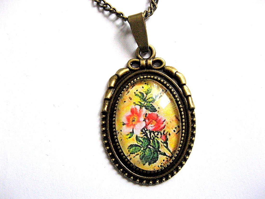 colier floral 29061 - bijuterii - coliere - coliere cu pandantive - Artynos.ro