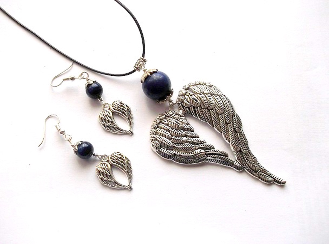 Set aripi ingerasi cu lapis lazuli 47980 - bijuterii - seturi de bijuterii - Artynos.ro