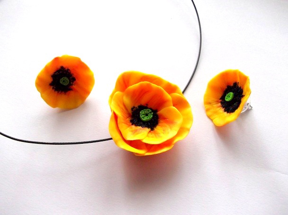 Set din fimo cu maci galbeni 48299 - bijuterii - seturi de bijuterii - Artynos.ro Set din fimo cu maci galbeni 48299 - bijuterii - seturi de bijuterii - Artynos.ro