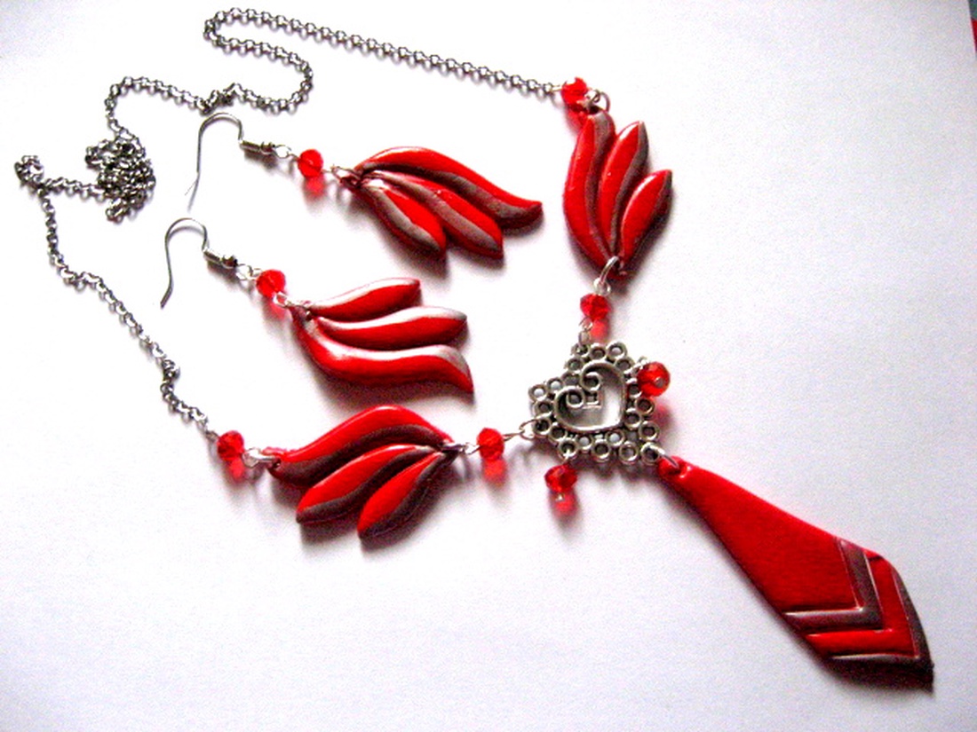 set bijuterii cu fimo si cristale 50481 - bijuterii - seturi de bijuterii - Artynos.ro